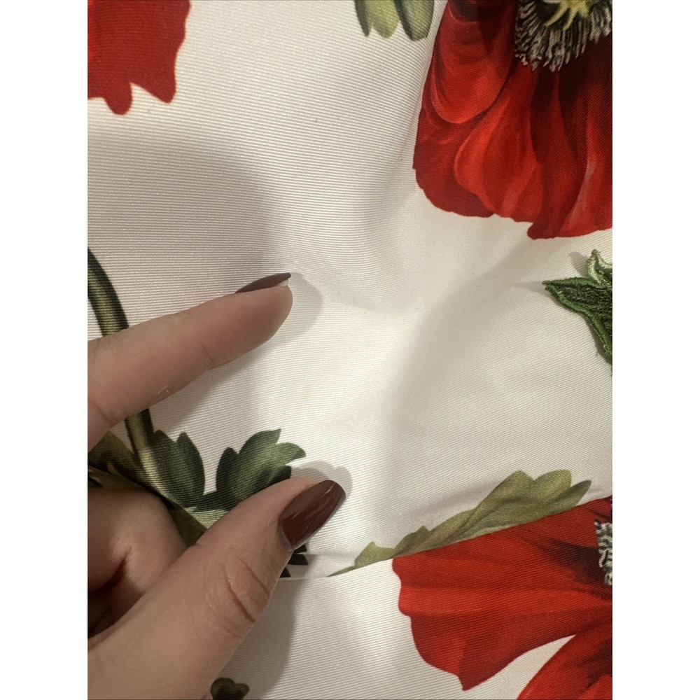 NWD $6000 Oscar de la Renta [ 10‎ ] Poppies Floral Scoop Midi Dress White Red - Picture 15 of 16